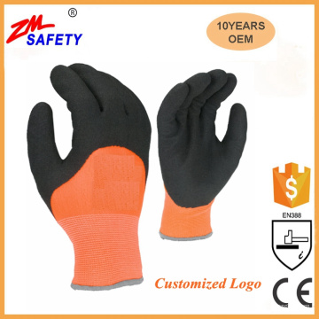 13 Gauge Günstigen Preis Orange Sandy Latex Handschuhe mit 3/4 auf der Handfläche beschichtet